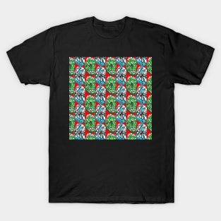 Abstract Red 80s Memphis Design Scribble Shapes Pattern T-Shirt